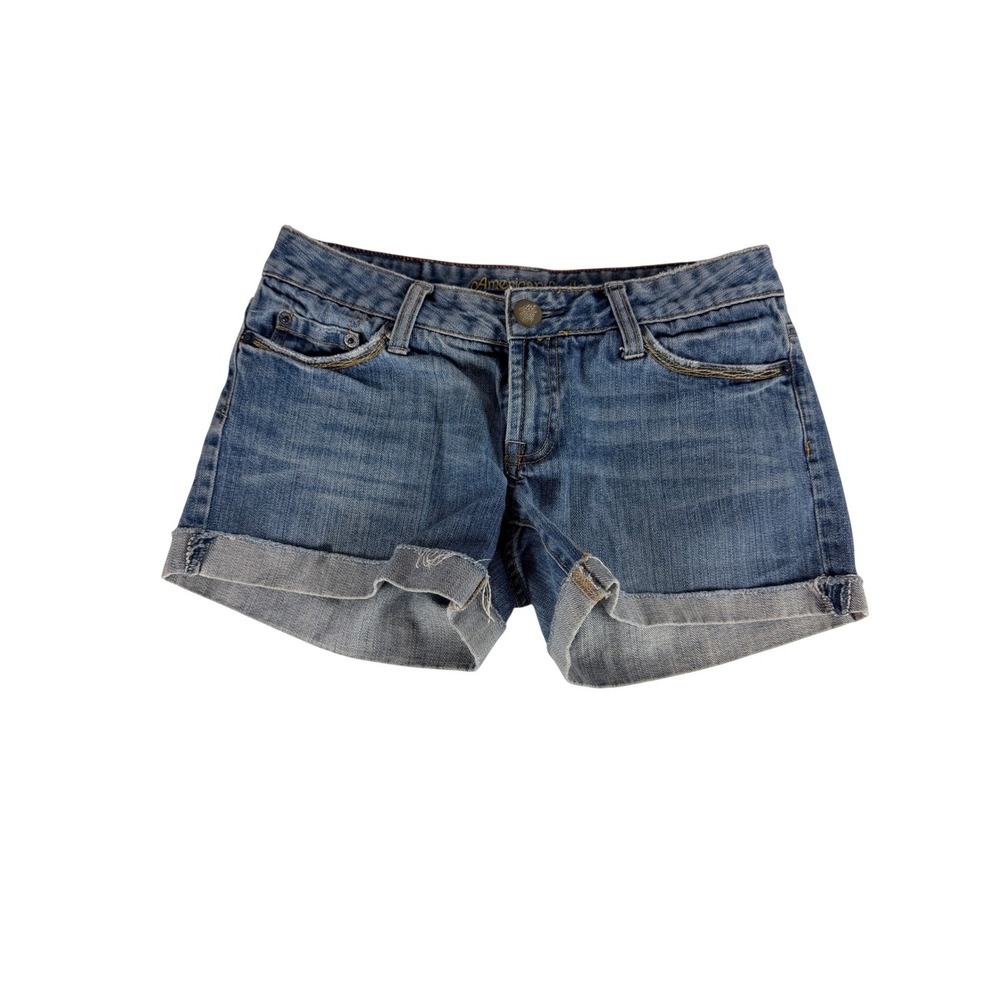 American Eagle Denim Shorts 0 Blue Low Rise Cuffed Midi Short 0074 309815 3790